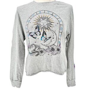 Miken Flow Long Sleeve Tee Shirt Womens M Sun and Moon Zodiac Graphic Design